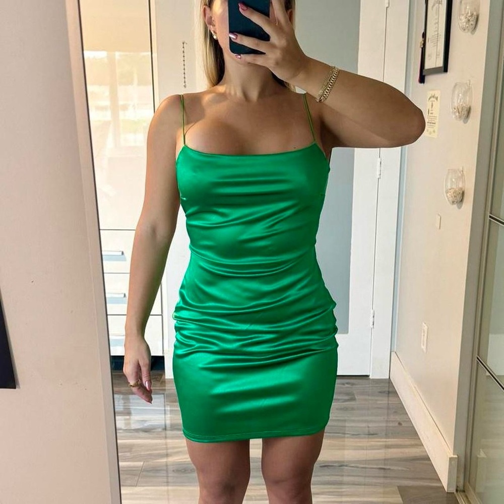 Windsor Vibrant Green Satin Mini Dress